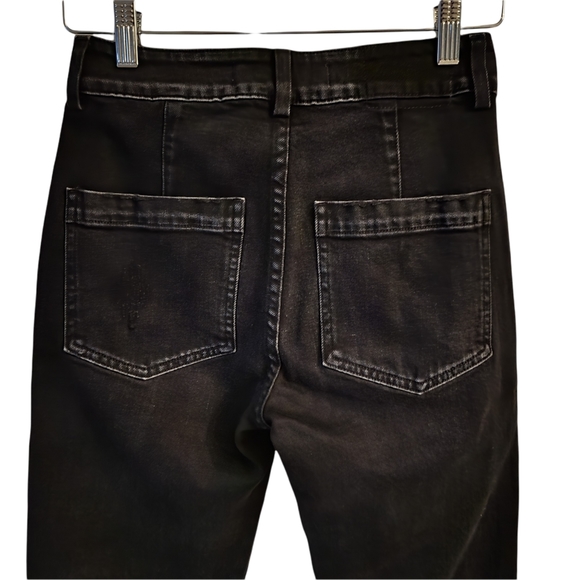 Size 25 AMO Audrey High Rise Black Magic Distressed Denim Size 25 - Picture 2 of 8
